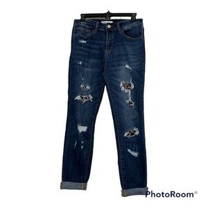 Limelush women’s Leopard Patch Skinny Jeans Size 9 Juniors
